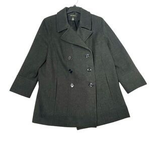 Lane Bryant Wool Peacoat Women's 22/24 Gray Double Breasted Elegant Warm Jacket